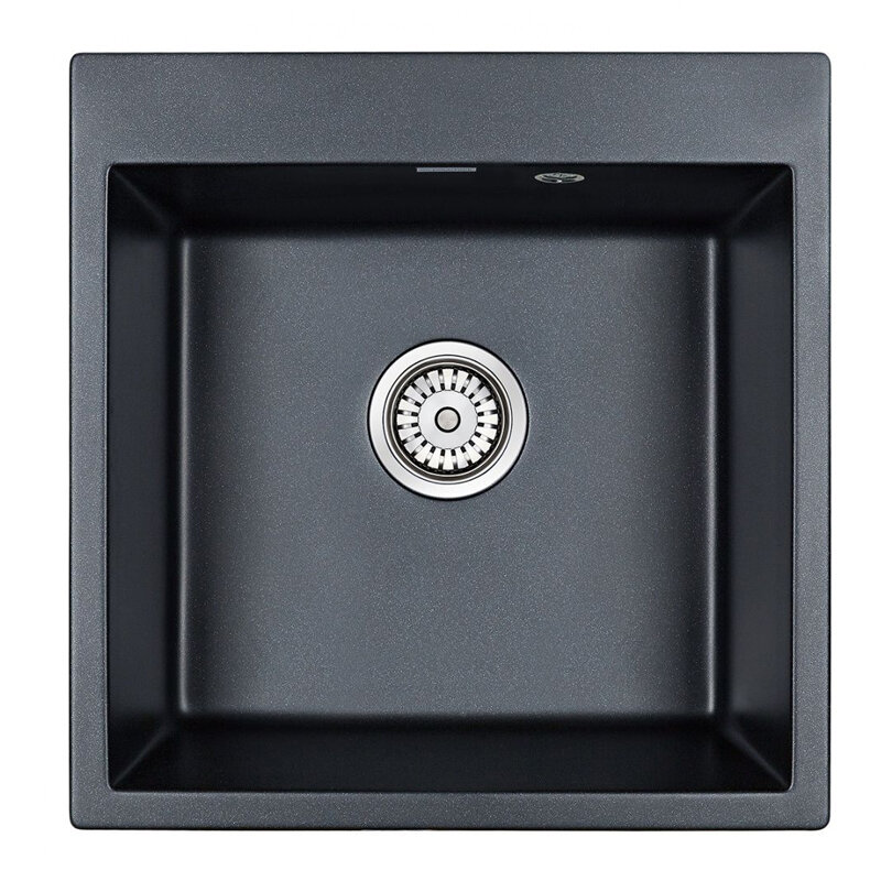 Изображение товара Мойка кухонная Paulmark Praktisch PM105152-BLM, 51 см, кварцевая, черный металлик