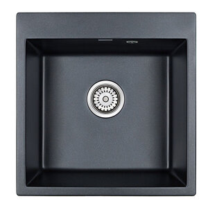 Изображение товара Мойка кухонная Paulmark Kante PM105152-BLM, 51 см, кварцевая, черный металлик