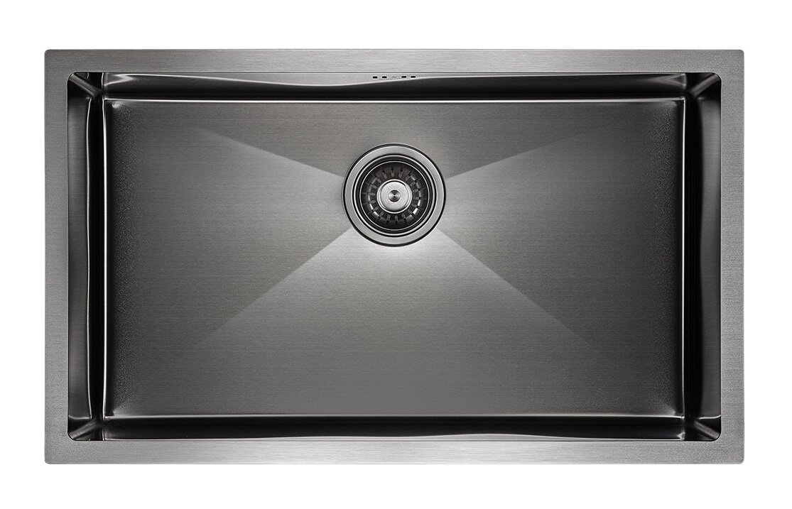 Изображение товара Кухонная мойка Paulmark Next PM257444-GM вороненая сталь 74 см