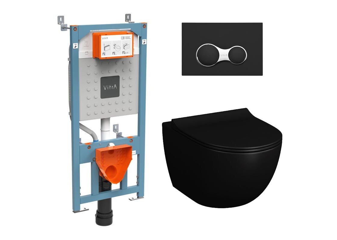 Изображение товара Инсталляция Vitra с унитазом Sento 7748B083-0101 черный матовый с микролифтом