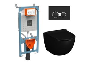 Изображение товара Инсталляция Vitra с унитазом Vitra Sento 7748B083-0101, цвет черный матовый, сиденье микролифт, клавиша черный матовый, комплект Santehnica.ru