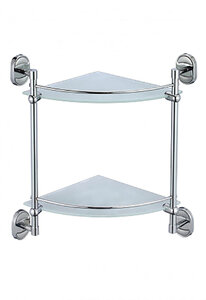 Изображение товара Полка двойная угловая стеклянная хром Savol модель S-007073-2