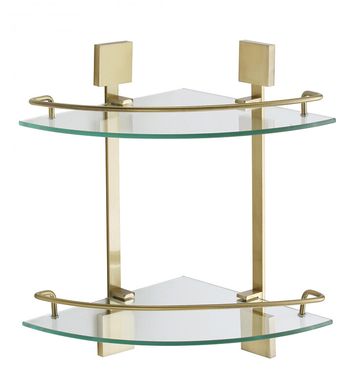 Изображение товара Полка двойная Savol, угловая, стеклянная, цвет бронза, S-065322C