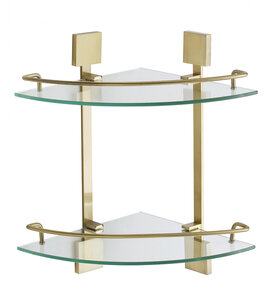 Изображение товара Полка двойная Savol, угловая, стеклянная, цвет бронза, S-065322C