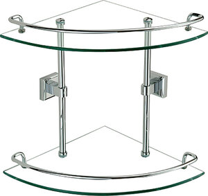 Изображение товара Полка двойная Savol угловая стеклянная хром модель S-095322