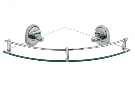 Изображение товара Угловая стеклянная полка Savol хром для ванной и кухни S-007073