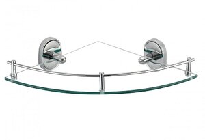 Изображение товара Угловая стеклянная полка Savol хром для ванной и кухни S-007073