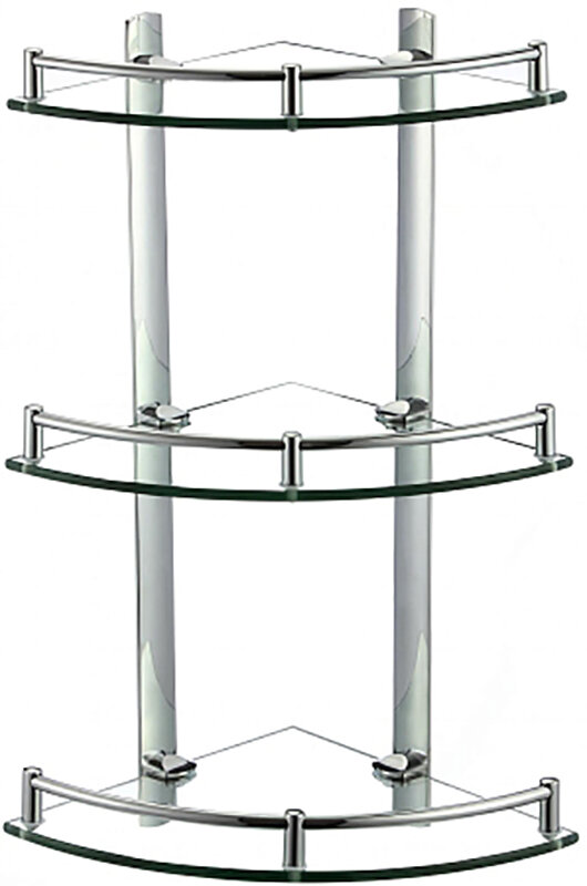 Изображение товара Полка тройная Savol угловая стеклянная хромированная S-003031