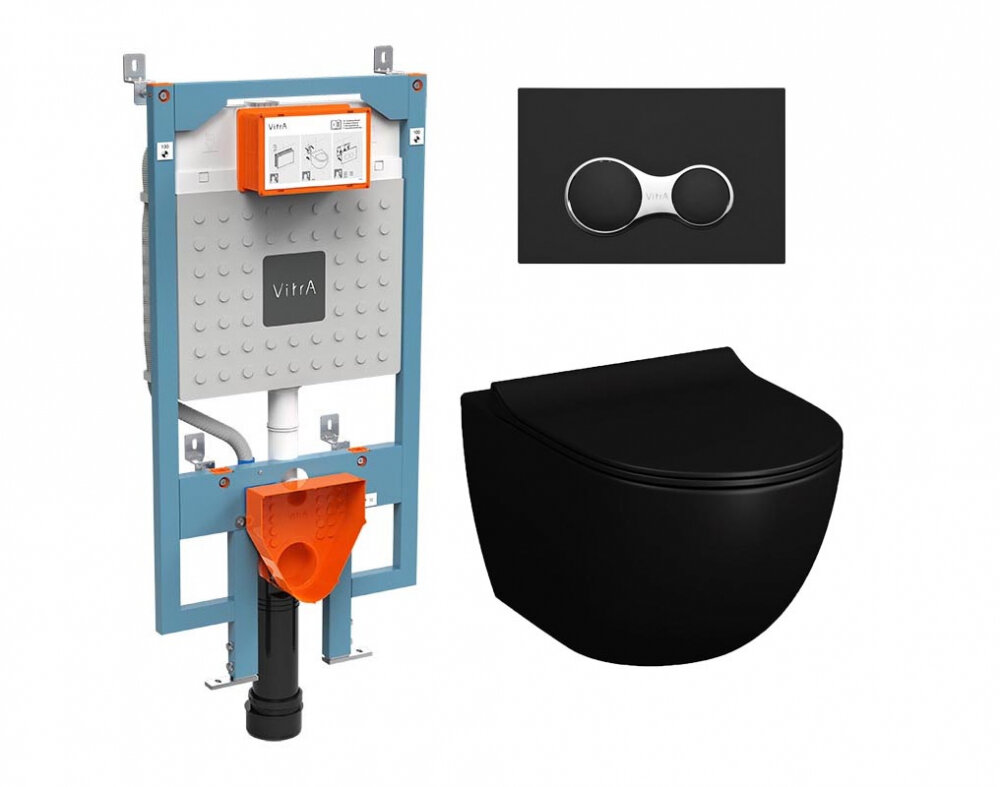 Изображение товара Инсталляция Vitra V-Fix Prime с унитазом Vitra Sento черный матовый