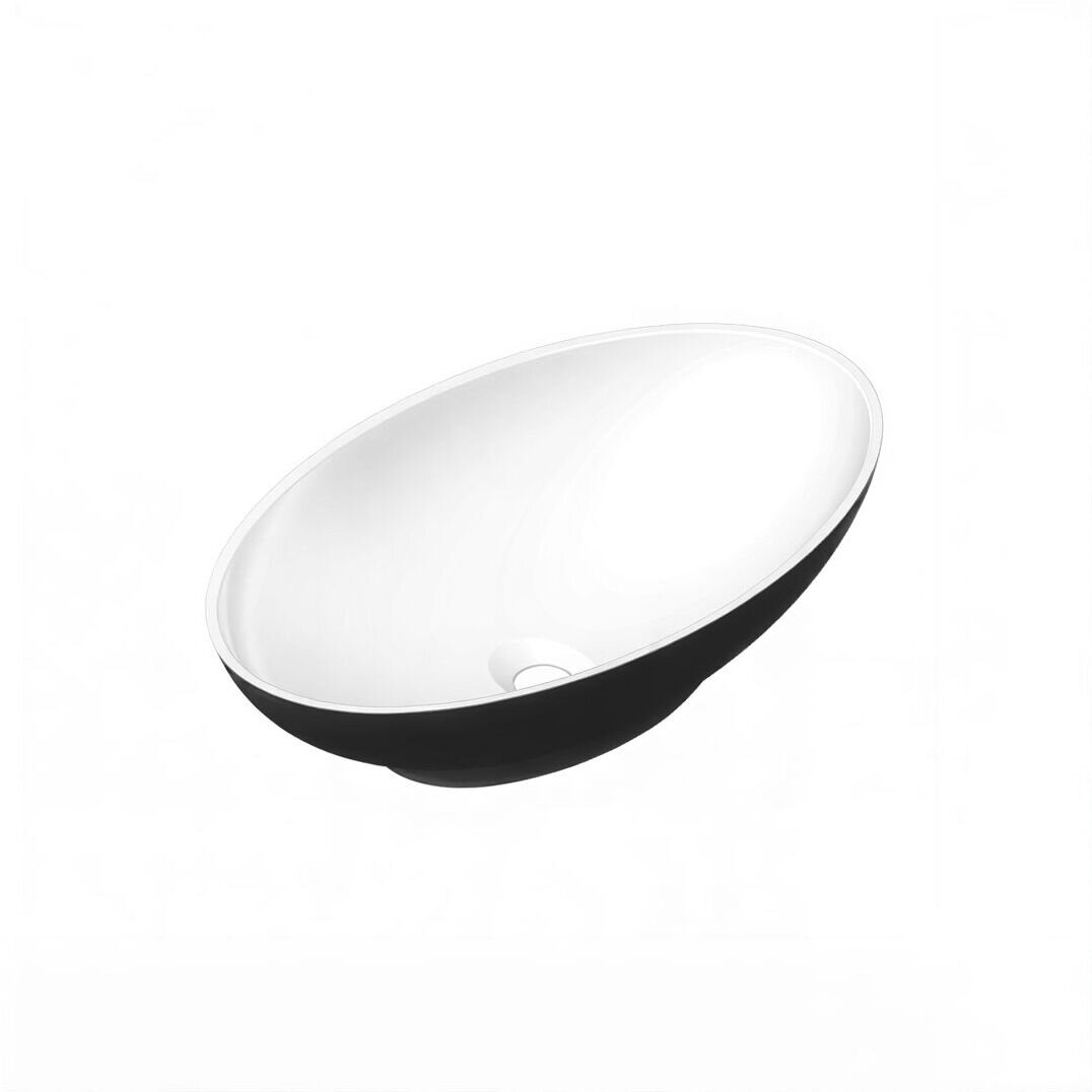 Изображение товара Раковина Radostone Эдда REDD19005 60 х 36 см, накладная, материал Stone Surface, белая внутри, черная снаружи, все покрытие матовое
