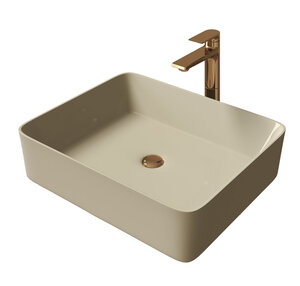 Изображение товара Раковина Grossman 48 x 37 х 13.5 см, накладная, бежевая матовая, GR-3016BEM