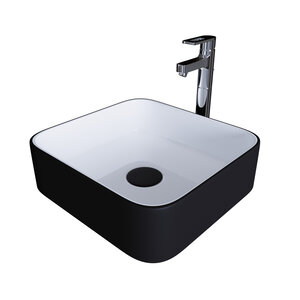 Изображение товара Раковина Grossman 38.5 x 38.5 х 14 см, накладная, черная/белая, GR-4042BW