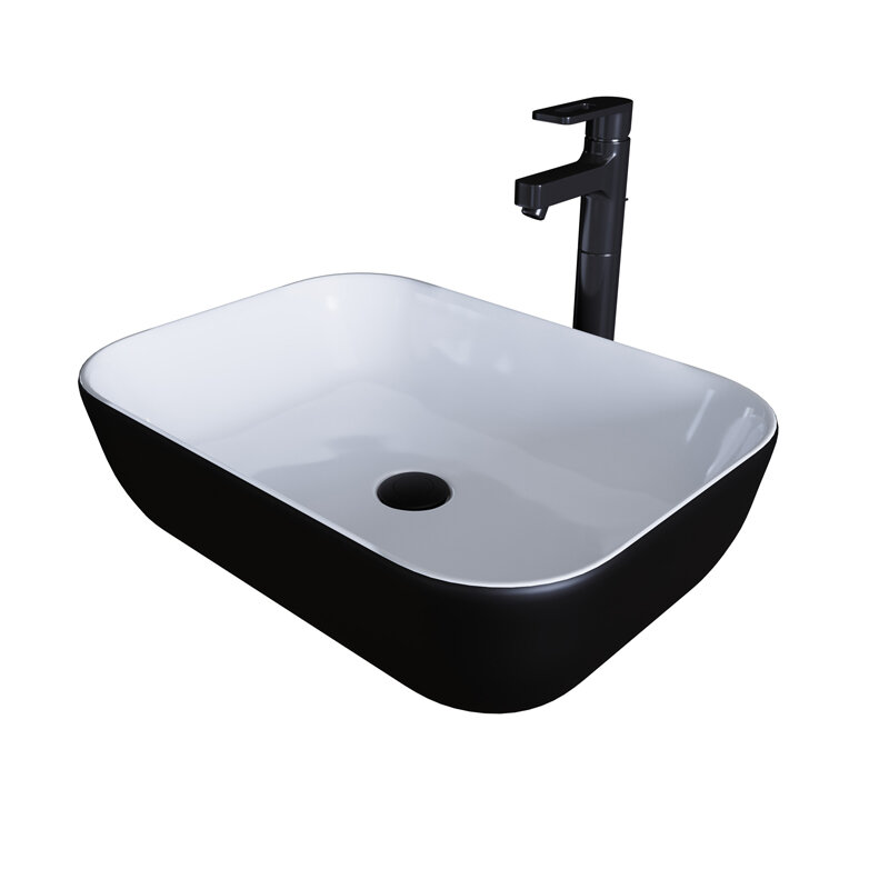 Изображение товара Раковина Grossman GR-4041BW 46x32 см накладная черно-белая