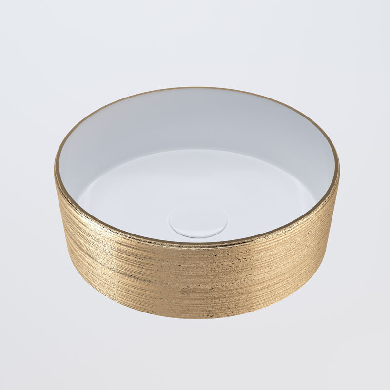 Изображение товара Раковина накладная Grossman 35.5x35.5 см белая и золотая