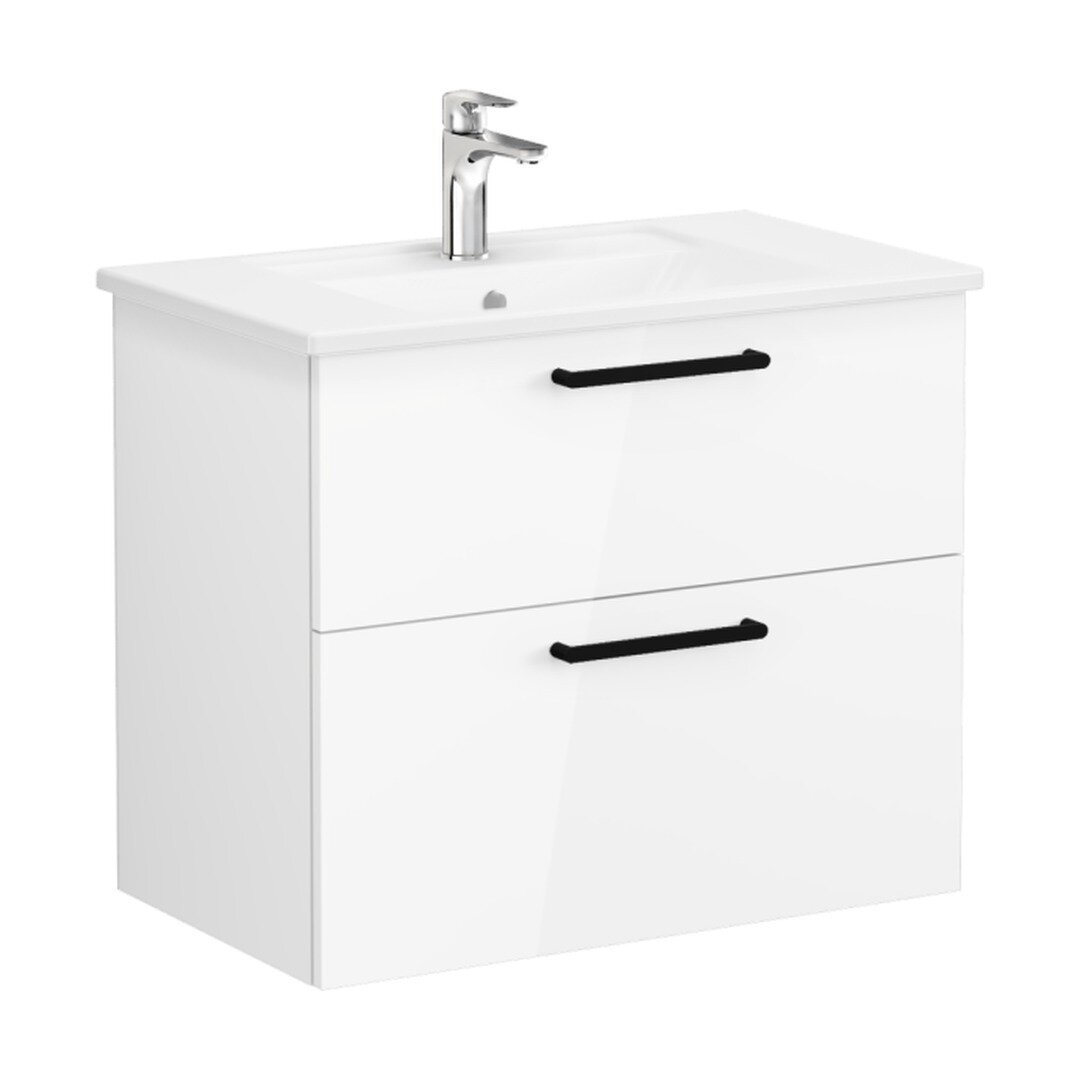 Изображение товара Тумба с раковиной VitrA Root 66306 80 см, подвесная, 2 ящика, белый глянцевый