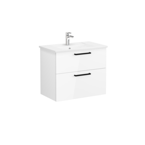 Изображение товара Тумба с раковиной Vitra Root 66306 80 см, подвесная, 2 ящика, белый глянцевый