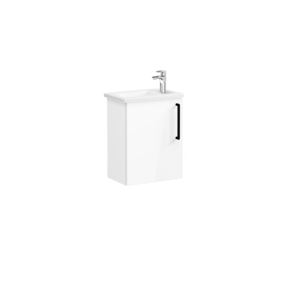 Изображение товара Тумба с раковиной Vitra Root 45 см, подвесная, белый глянцевый, петли справа/слева, 66330/66342