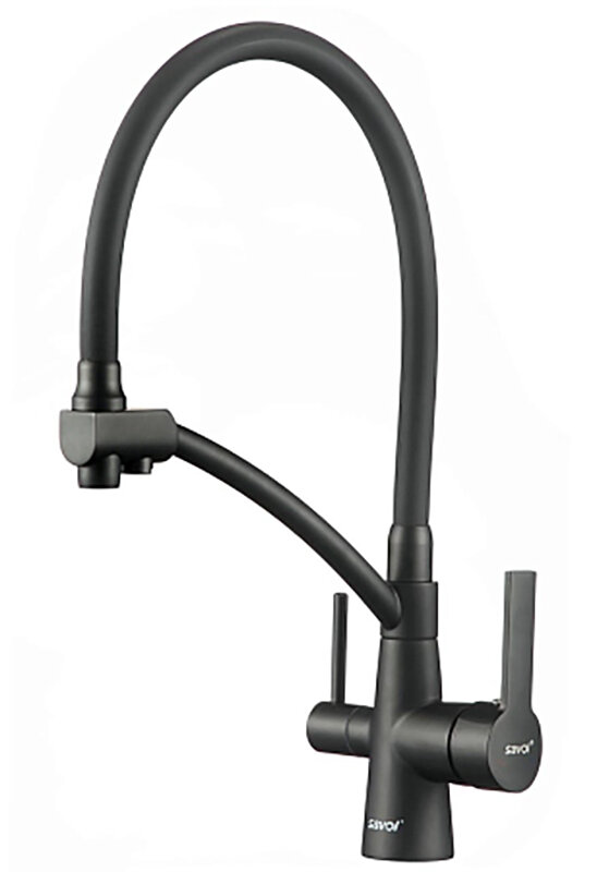 Изображение товара Смеситель Savol для кухонной мойки S-L1805H-01 с подключением к фильтру (чёрный матовый)