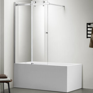 Изображение товара Шторка на ванну Azario Carleon 100х150 см раздвижная стекло хром