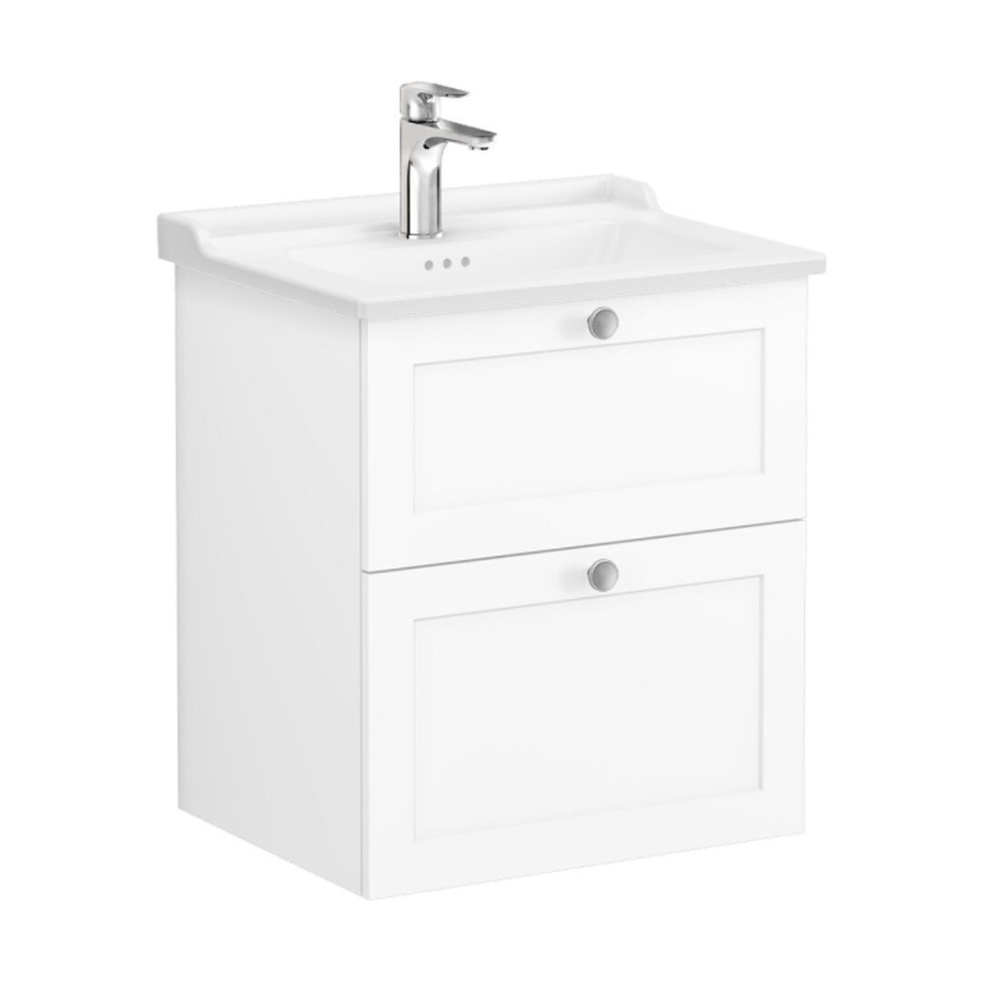 Изображение товара Тумба с раковиной VitrA Root Classic 68848 60 см, подвесная, 2 ящика, белый матовый