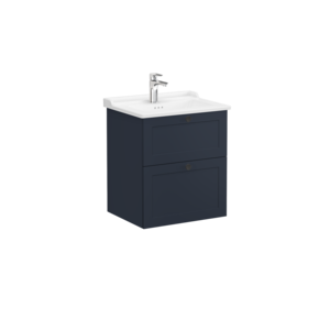 Изображение товара Тумба с раковиной Vitra Root Classic 68853 60 см, подвесная, 2 ящика, темно-синий матовый