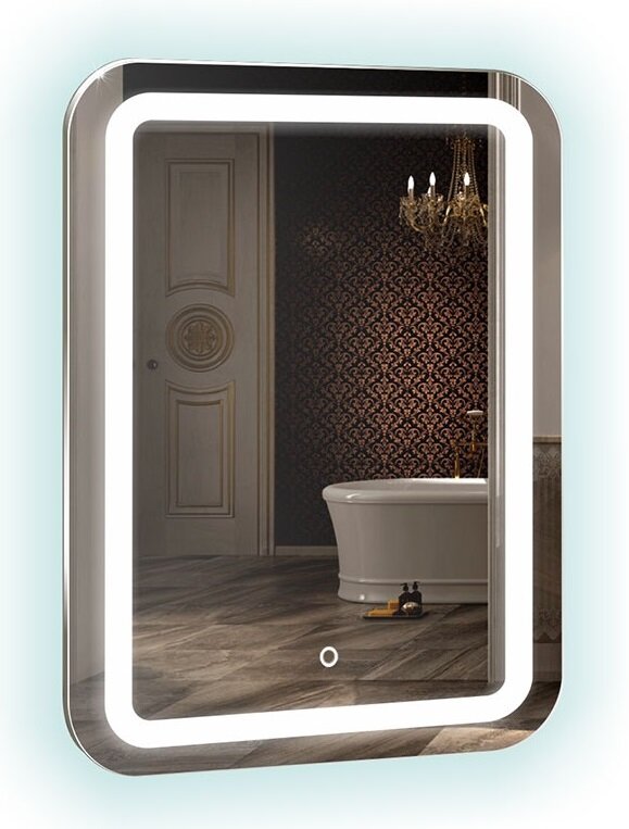 Изображение товара Зеркало Azario Мальта 40 x 70 см, с LED подсветкой, диммер, сенсорный выключатель, белый, ФР-00001372