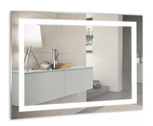 Изображение товара Зеркало Azario Ливия 80 x 60 см, с LED подсветкой, диммер, сенсорный выключатель, белый, ФР-00000942
