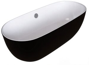 Изображение товара Ванна акриловая Grossman 150 x 75 см, отдельностоящая, черная матовая/белая, GR-2401MB