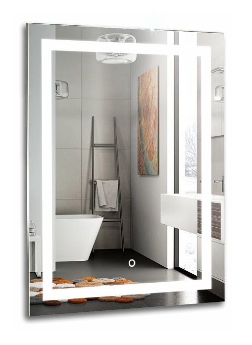 Изображение товара Зеркало Azario Рига 60x80 см с LED подсветкой, сенсор, диммер, белое