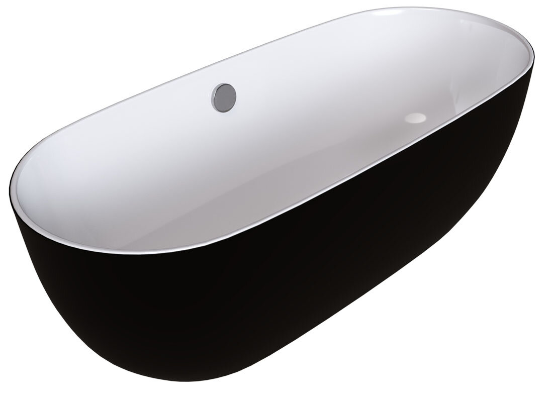 Изображение товара Ванна акриловая Grossman 170 x 80 см черная матовая/белая GR-2501MB