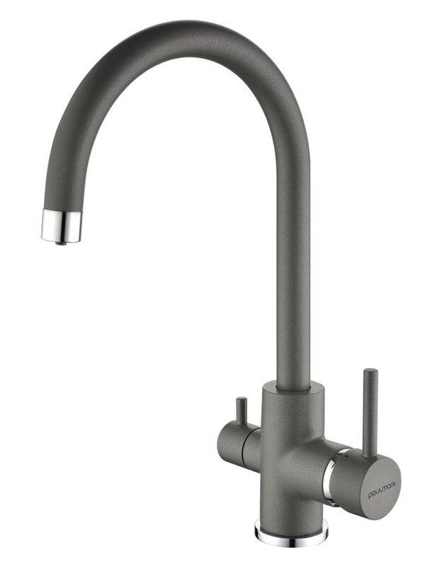 Изображение товара Смеситель для кухонной мойки Paulmark Essen Es213211-402 с подключением к фильтру серый металлик