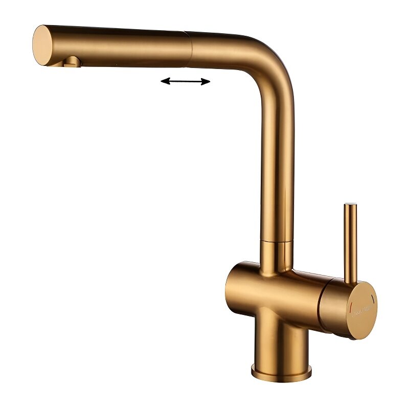 Изображение товара Смеситель для кухни Paulmark Dosse Do214418-BG с выдвижным и поворотным изливом