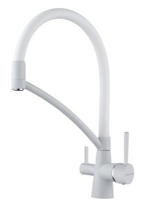 Изображение товара Смеситель Paulmark Siеgen Si213111-WH, для кухонной мойки, с подключением к фильтру, белый матовый полностью