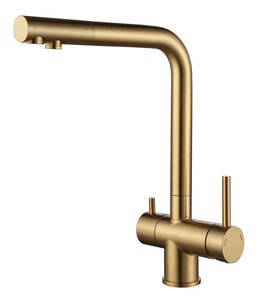 Изображение товара Смеситель Paulmark Skalen Sk213020-BG, для кухонной мойки, с подключением к фильтру, брашированное золото