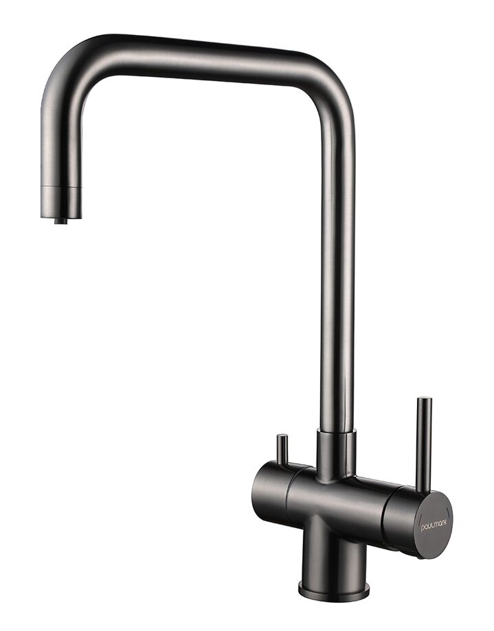 Изображение товара Смеситель Paulmark Wetter We213030-GM для кухонной мойки, с подключением к фильтру, вороненая сталь