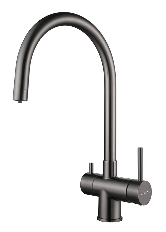 Изображение товара Смеситель Paulmark Heller He213218-GM для кухонной мойки под фильтр, вороненая сталь