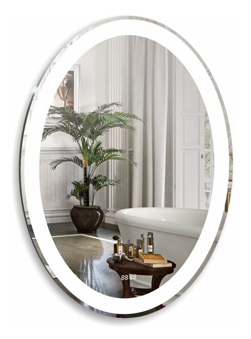 Изображение товара Зеркало Azario Италия-4 с LED подсветкой и часами 57x77 см белое