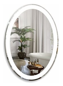 Изображение товара Зеркало Azario Италия-4 57 x 77 см, с LED подсветкой, сенсорный выключатель, часы, белый, ФР-00001057