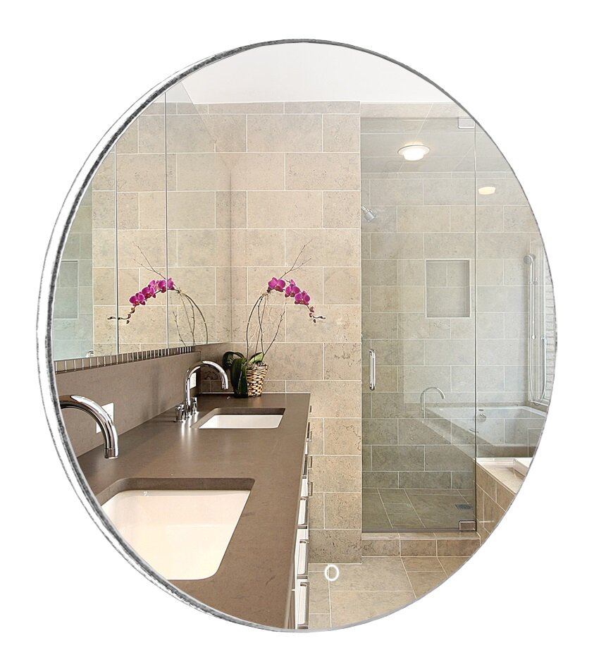 Изображение товара Зеркало Azario Плаза D65 см, с LED подсветкой, диммер, сенсорный выключатель, белый, ФР-1537