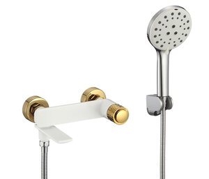 Изображение товара Смеситель для ванны и душа Savol S-601831WB с душевой лейкой белый золото хром