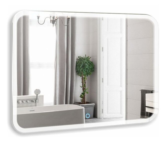Изображение товара Зеркало Azario Стив-6 100x80 см с LED подсветкой, Wi-Fi, часы, подогрев