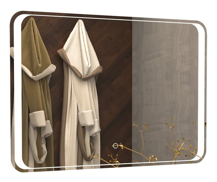 Изображение товара Зеркало Azario Valeria 100 x 80 см, с LED подсветкой, диммер, сенсорный выключатель, белый, CS00064488