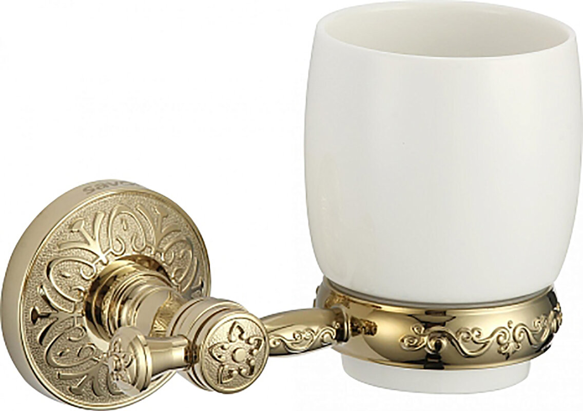 Изображение товара Стакан для зубных щеток Savol 58b с настенным держателем цвет золото