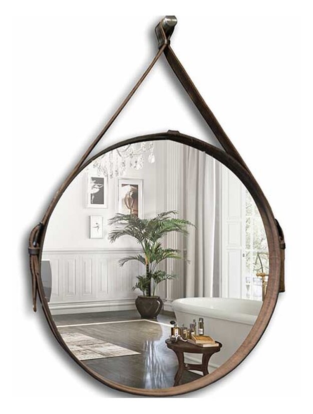 Изображение товара Зеркало Azario Капитан D51 см, с LED подсветкой, диммер, бесконтактный сенсор, коричневая кожа, LED-00002331 Изображение товара Зеркало Azario Капитан D51 см, с LED подсветкой, диммер, бесконтактный сенсор, коричневая кожа, LED-00002331