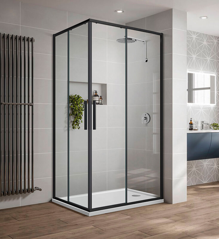Изображение товара Душевой уголок Vincea Slim-U 90 x 90 см, стекло прозрачное, профиль черный матовый, VSS-2SU900CLB Изображение товара Душевой уголок Vincea Slim-U 90 x 90 см, стекло прозрачное, профиль черный матовый, VSS-2SU900CLB