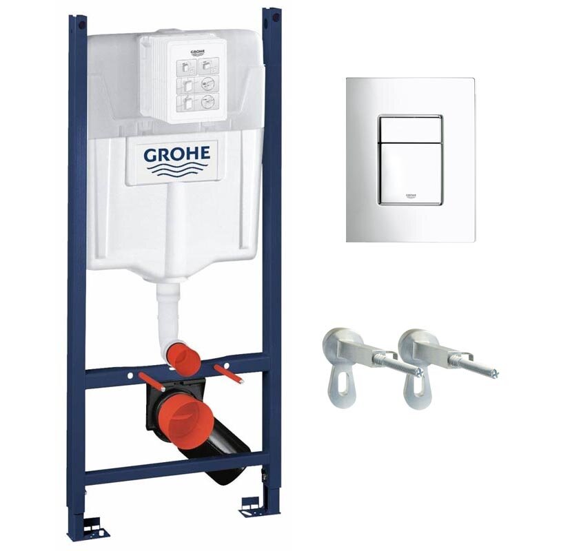 Изображение товара Инсталляция Grohe Rapid SL 120196, для унитаза, клавиша смыва Skate Cosmopolitan, хром, с монтажным набором Изображение товара Инсталляция Grohe Rapid SL 120196, для унитаза, клавиша смыва Skate Cosmopolitan, хром, с монтажным набором
