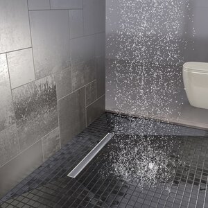 Изображение товара Дренажный канал Timo Basic Line 65 см с решеткой под плитку, цвет сталь, BLPG-65 S50R