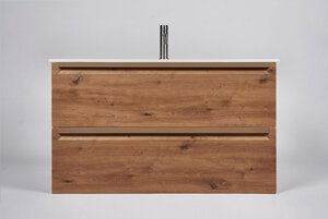 Изображение товара Тумба с раковиной Inda Piccadilly, подвесная, 80 см, цвет Rovere Castagno, INDA Piccadilly 80RC Blanco