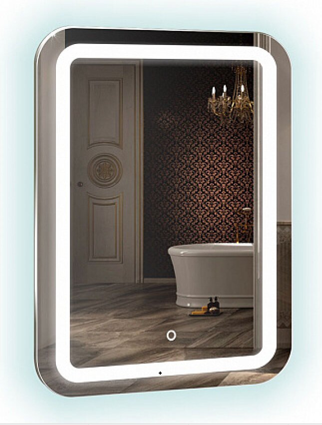 Изображение товара Зеркало Azario Мальта New 55 x 80 см, с LED подсветкой, диммер, сенсорный выключатель, подогрев, часы, белый, LED-00002380