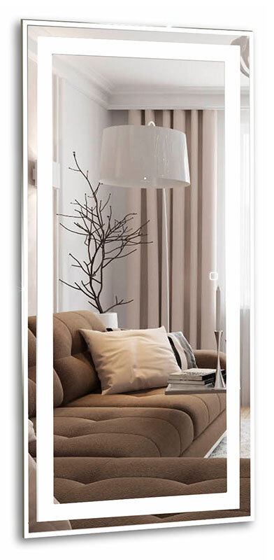 Изображение товара Зеркало Azario Лира 60 x 120 см, с LED подсветкой, диммер, сенсорный выключатель, белый, ФР-00002160
